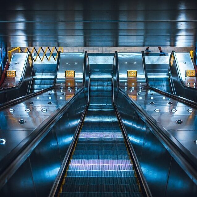 Escalators in a train station