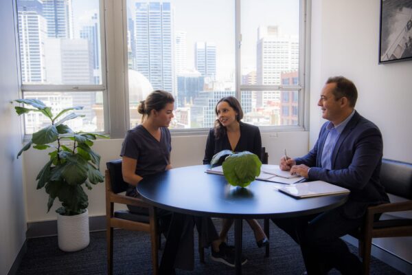 Nurse meeting with lawyers