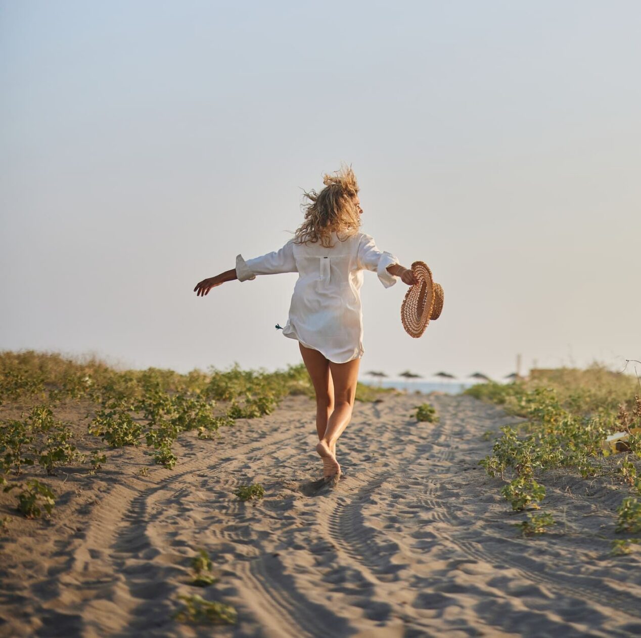 annual leave on workers compensation. Woman at the beach